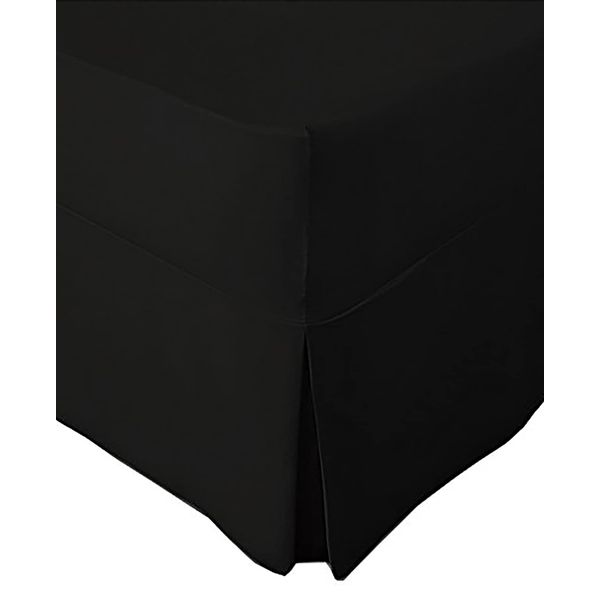 Extra Deep Non Iron Percale 180 Thread Count Fitted Valance Sheet Pleated (King, Black)