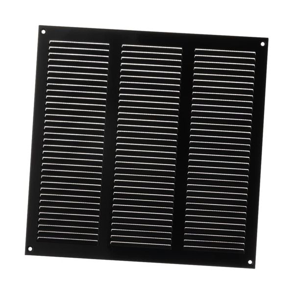 Metal Air Vent Grille Cover with Insect Mesh - Ventilation Cover (300x300mm / 11x11'', Black)