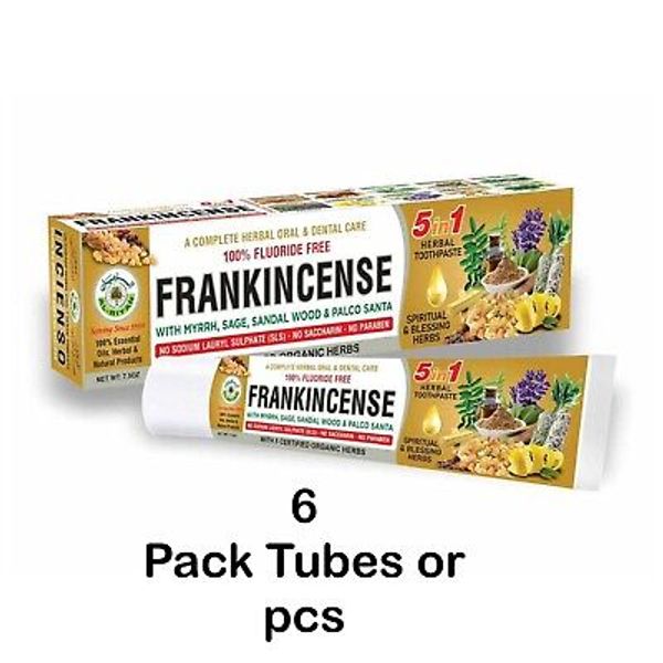 6 Tubes, FRANKINCENSE Herbal & Natural Toothpaste By AL-RIYAN, 7.5 oz.