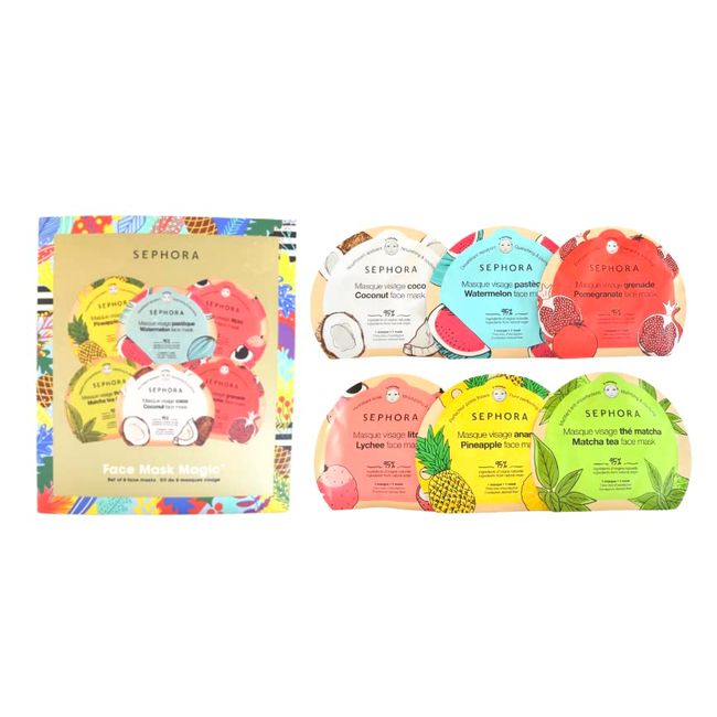 SEPHORA Collection Wishing You Face Mask Magic:: Watermelon, Lychee, Coconut, Matcha, Pomegranate, and Pineapple