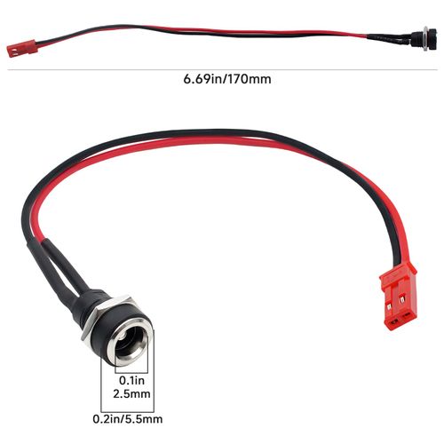 2-Pack Electric Scooter Charger Port for Gotrax GXL V2, XR Elite, XR Ultra, Apex, Rival Electric Scooter - 2 Cable Power, Coaxial 5.5mm OD, 2.5mm ID, Electric Scooter Charger Port Replacement Parts