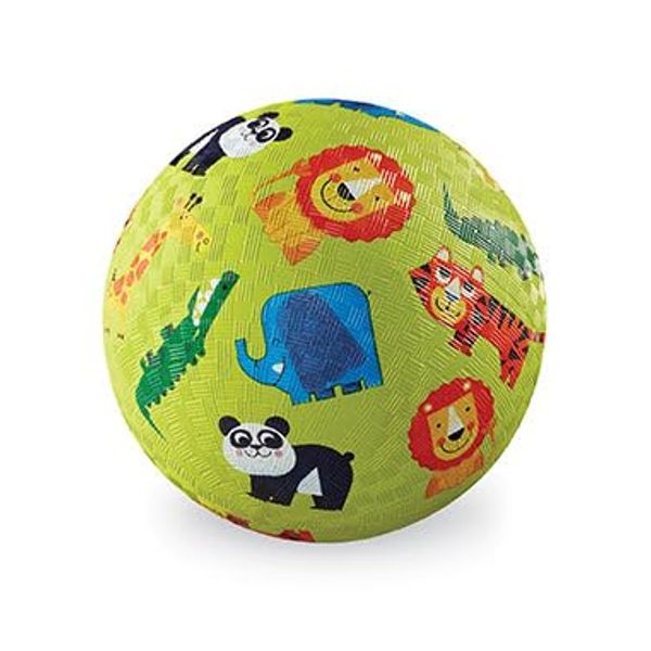 Crocodile Creek Playground Ball - Durable Rubber Ball for Kids Ages 3 and Up - Bouncy Inflatable Ball for Kickball, Indoor Games, and Outdoor Sports - PVC-Free - Jungle - 5-inch Diameter