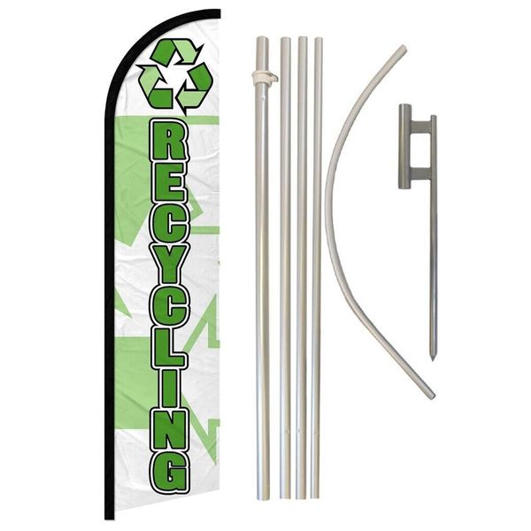 Recycling Full Curve Windless Swooper Flag & Pole Kit Recycle Center