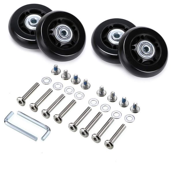 OwnMy 60mm x 18mm Luggage Suitcase Replacement Wheels, Rubber Swivel Caster Wheels Bearings Repair Kits, A Set of 4