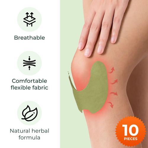 Wellnee Original Herbal Knee Patch - Wellknee Plaster for Knee Support & Muscle Pain - Maximum Strength for a Temporary Relief - Adhesive Heat Patches Made with Natural Herbs for Wellness (10 Pads)