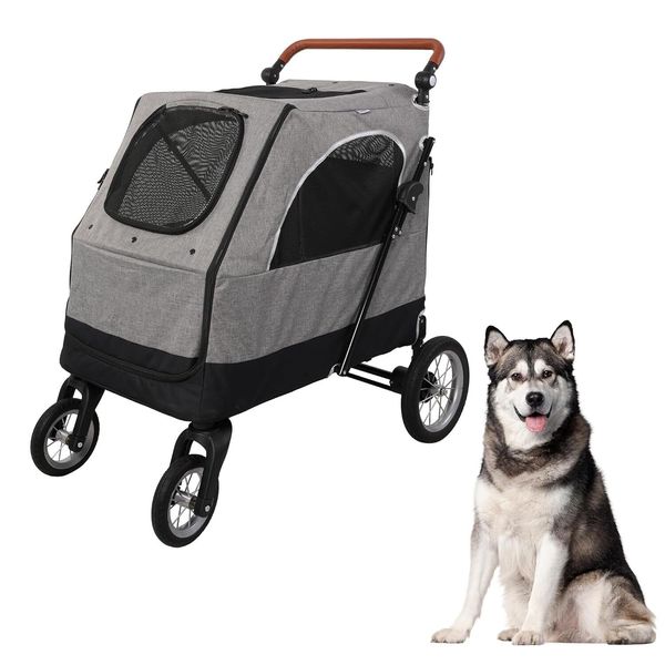 CLARFEY Large Dog Stroller Jogger Cat Pet Pram Traval 120 lb Riubber Wheel Gift