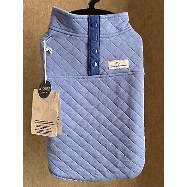 Tommy Bahama Pet MEDIUM Dog Reversible Quilted Fleece Jacket Blue NWT