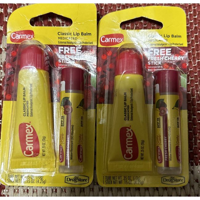 Carmex Classic Lip Balm w/Bonus Wintergreen Stick Blister 2 packs