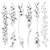 Leesgel Temporary Tattoos for Women, 12 Sheets Long Flowers Vine Leaves Plant Fake Tattoo for Women Adults, Black Semi Permanent Personality Waist Arm Foot Stick on Tattoos Stickers Transfer Paper