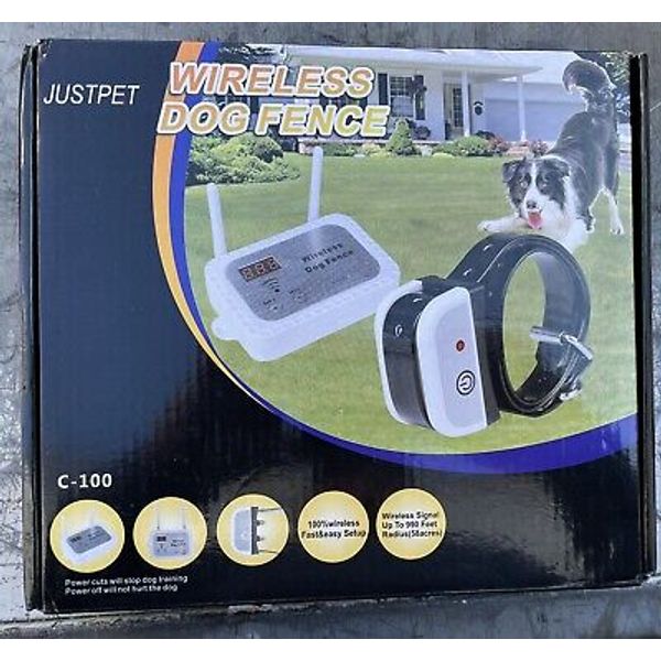 JUSTPET Wireless Dog Fence Electric Pet Containment System C-100 (Single Collar)