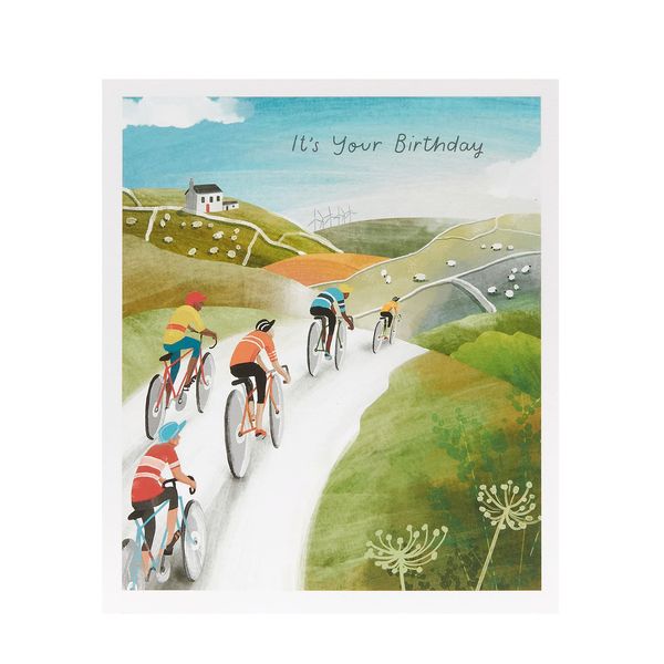 UK Greetings Birthday Card For Him/Male/Friend With Envelope - Scenic Cycling Design