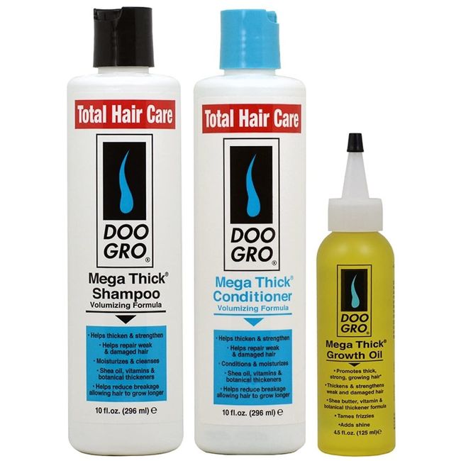 Doo Gro Mega Thick Shampoo Conditioner, Growth Oil Set For Thicker, Fuller Hair