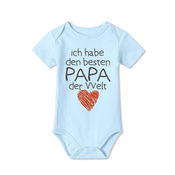 BesserBay Baby Body - Besten Papa der Welt - Geschenk für Vater Blau 3-6M
