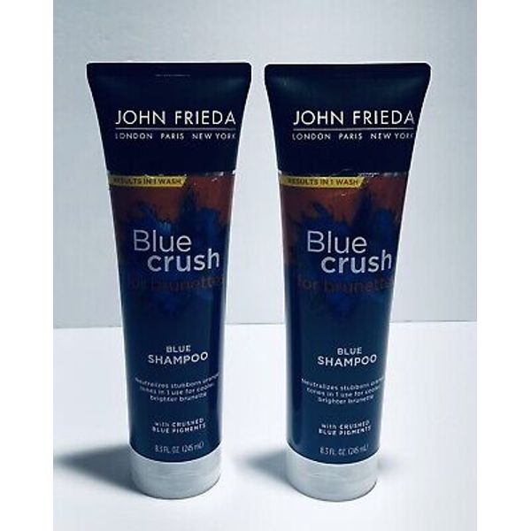 Lot Of 2 John Frieda Blue Crush for Brunettes Blue Shampoo 8.3 oz Each