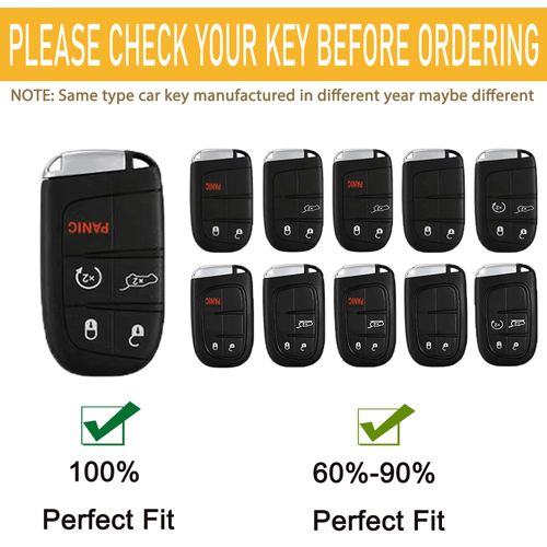 JAMCARI Key Fob Cover for Dodge Charger, Challenger, Dart, Journey, Durango, Grand Caravan, RAM - Premium Soft TPU Case for 3/4/5 Button Smart Remote, White