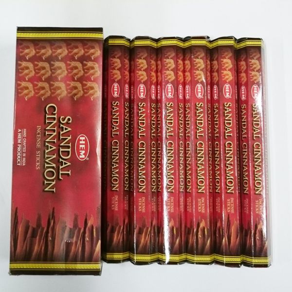 HEM Incense Stick Hexa Pack Sandals, Cinnamon Incense, Hexagonal (20 Pieces) x 6 Boxes ] Sandal Cinnamon