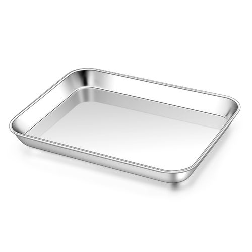 Homikit 1 Pack Baking Sheet, 9 x 7 Inches Stainless Steel Cookie Tray for Baking Cooking Toasting, Mini Metal Toaster Oven Baking Pan Non Stick, Rustproof & Mirror Finish, Dishwasher Safe
