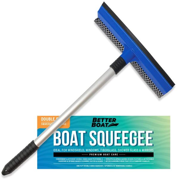 Window Squeegee for Car Windows or Boats Windshield Squeegee Long Handle and Scrubber Cleaning Tool Window Cleaner and Washer with Big Sponge Boating, Auto & RV Accessories Kit and Shower Glass Doors