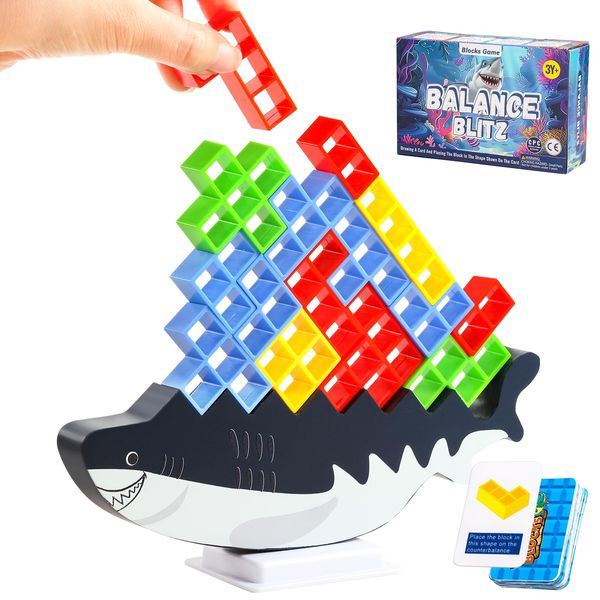 JCILPITC 2024 New Tetra Balance Tower Game ，Family Game for Kids Age 3-5 4-8 8-12，Toddlers Party Game (48PCS)