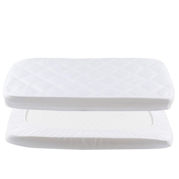 Yoofoss Baby Matratzenschoner wasserdichte Spannbettlaken 60x120 cm Spannbetttuch Matratzenauflage Atmungsaktiv Bettlaken Laken für Beistellbett weiß