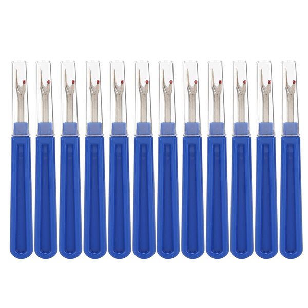 Hapivida 12Pcs Seam Rippers Blue Quick Unpicker Durable Stainless Steel Embroidery Stitch Remover Tool for Thread Picking, Sewing Cloth Bags