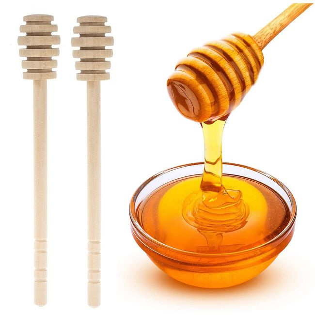 GIYOMI Wooden Honey Dipper Stick for Honey Jar Dispense Drizzle Honey,2 Pcs 6.3 Inch / 16cm Honey Dippers Sticks-Honeycomb Stick-Wooden Honey Spoon