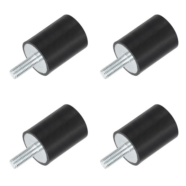 uxcell M8 Thread Rubber Mount Vibration Isolator Studded Cylindrical Shock Absorber 30x40mm 4pcs