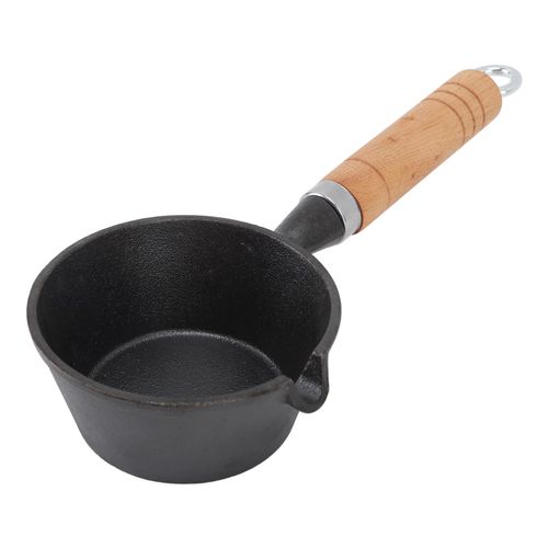YIHAOSSING Mini Cast Iron Skillet,Wood Handle Frying Pan,Small Cast Iron Skillet for Frying a Single Egg,Warming Milk,or Making Quick Sauces(11x5cm / 4.3x2.0in)