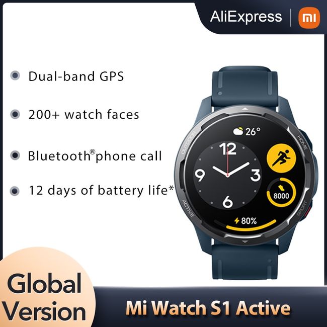 Global Version Xiaomi Watch S1 Active 1.43 AMOLED Display Bluetooth Phone  Calls GPS Mi Smartwatch Blood Oxygen 12 Days Battery