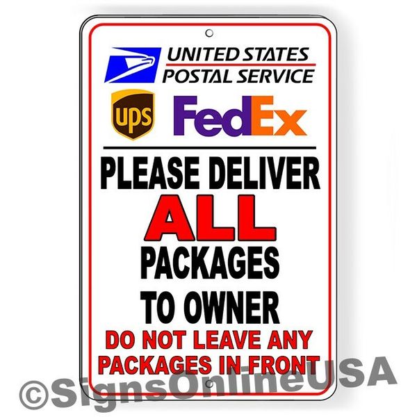 Package Delivery Instructions Sign Leave Packages Here Box Front Not Here