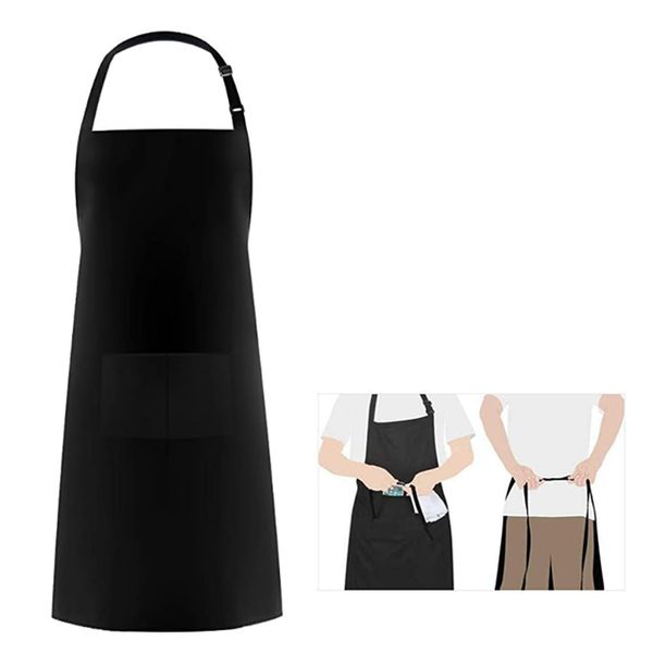 haoyuan Chef Apron, Black Apron with 2 Pockets, Unisex Adjustable Apron, Anti-Fouling Aprons for Men, Women, Professional Kitchen Apron for Kitchen, Gardening, Restaurant, Barbecue, Coffee