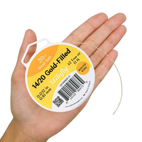 Filofly, 20 Gauge, 14/20 Yellow Gold-Filled Wire, Dead Soft, Round, 1/2 Troy oz (11 FT)