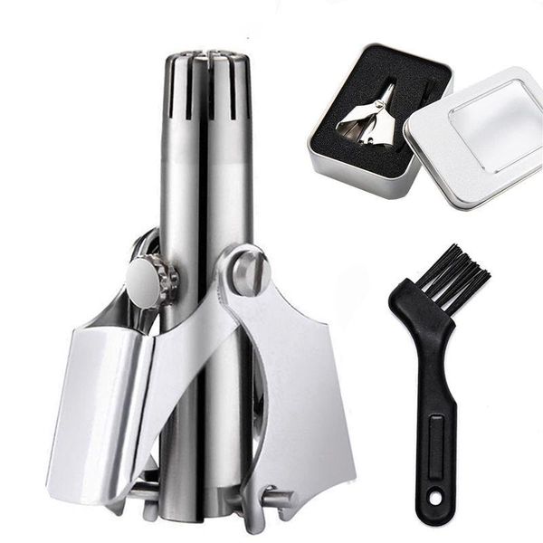 RICISUNG Manual Nose Hair Cutter, Stainless Steel Manual Nose Hair Cutter, Rotating Nose Hair Cutter, Quiet, Safe, Washable, Easy to Carry, Portable, Storage