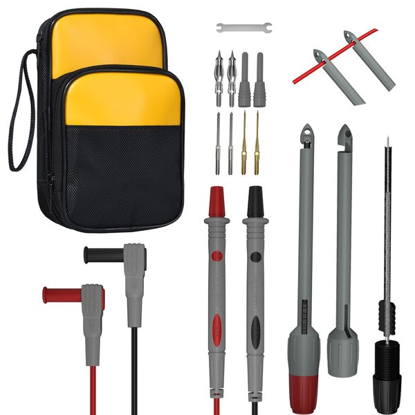 MAKEITPRO Multimeter Automotive Test Leads Kit with Soft Carrying Case Wire Piercing Clip Puncture Probes Wire Replaceable Precision Sharp Probes for Digital Electrical Multimeter Testing