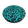 Bright Turquoise Black Leopard Cheetah Animal Print PopSockets Swappable PopGrip