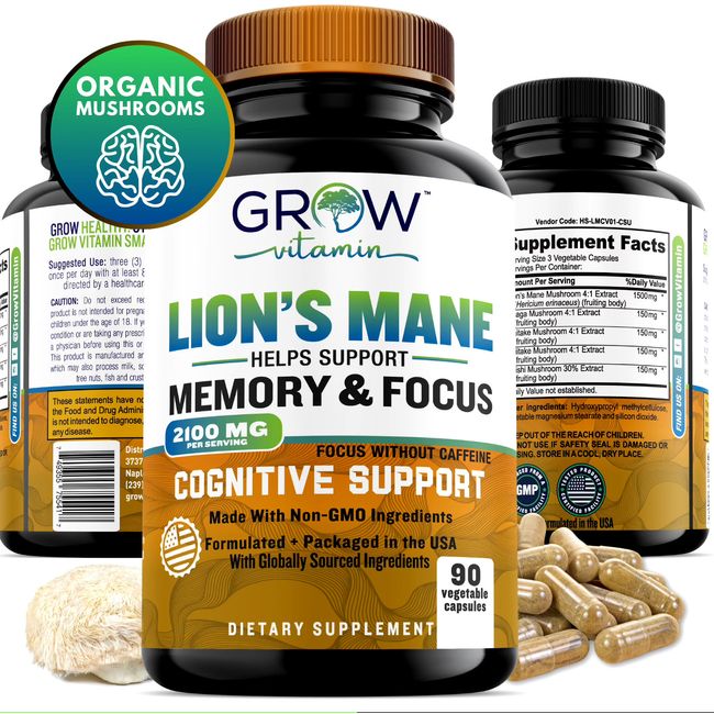 Grow Vitamin Lion Mane, memory & focus Support