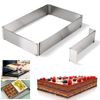 Adjustable Rectangular Cake Tin, Rectangular Baking Frame, Stainless Steel Cake Mold, 27-51 cm x 18-33 cm, 5 cm High, Large, Tall Adjustable Baking Tin