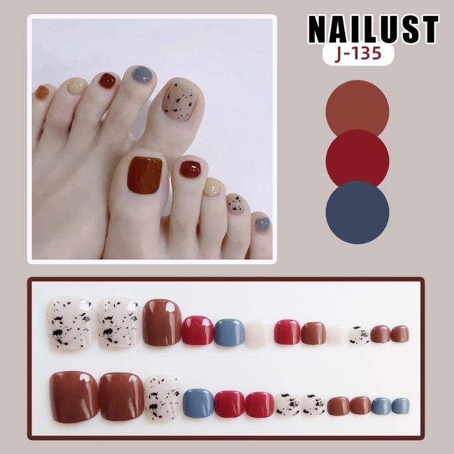 Toe Nails  [Set of 24] Nail Tips Nail Tips Nail Stickers False Nails False Nails Present Paste Nails Peelable Summer Nails Nail Supplies Nail Art Nail Parts NAILUST