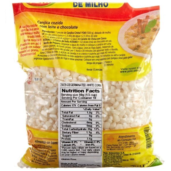 Yoki - CANJICA - WHITE CORN CANJICA - 17.64 Oz (PACK OF 02) | CANJICA DE MILHO BRANCA - 500g