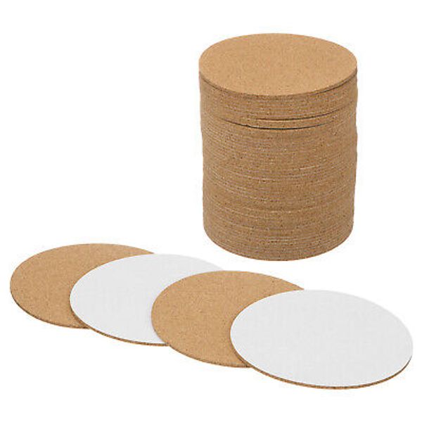 50-Pack Self-Adhesive Cork Sheets, 3.7 x 3.7 Inch Round Cork Board [2mm Thick]