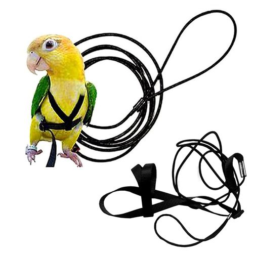 Anelekor Adjustable Birds Harness and Leash Parrot Harness Leash Training Supplies Pet Anti-bite Outdoor Flying Rope for Conures Budgerigar Lovebird Cockatiel Mynah (S, Black)