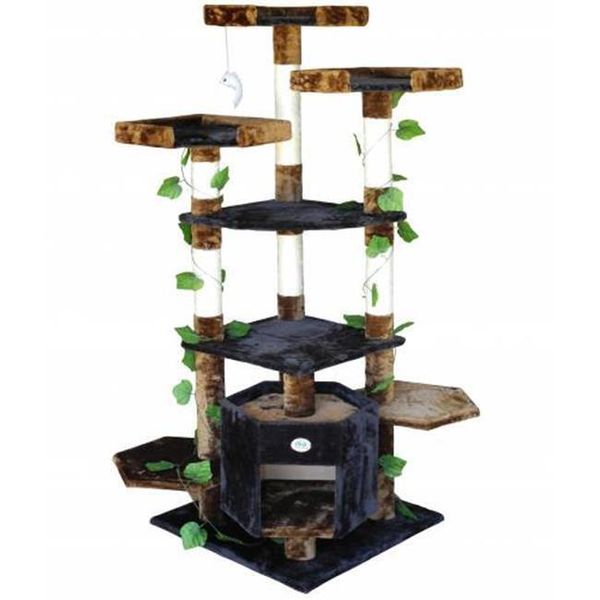 Go Pet Club F2091 67 ft. Brown and Black Cat Condo Climber Furniture