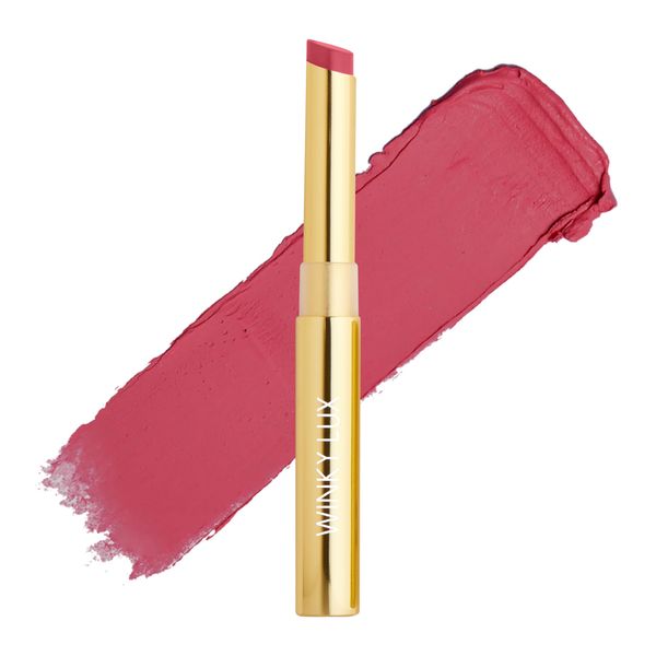 Winky Lux Skinny Plump Demi-Matte Lipstick, Natural Plump Lipstick, Weightless Long Lasting Soft Matte Lip Crayon, Infused with Hyaluronic Acid & Plum Oil, Rose Hotel