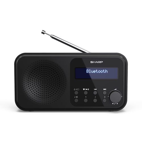 SHARP DR-P420 Portable Digital Radio (DAB/DAB+/FM with RDS, USB, Bluetooth 5.0, 3.5 mm Jack Alarm Functions), Black
