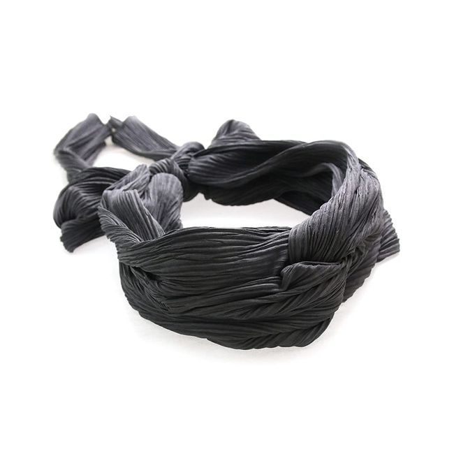 VINGTAINE HB-116-GY- Pleated Turban Hair Band, Arrangement, Ribbon Tie, Resort, Mature Style, Bulk Hair