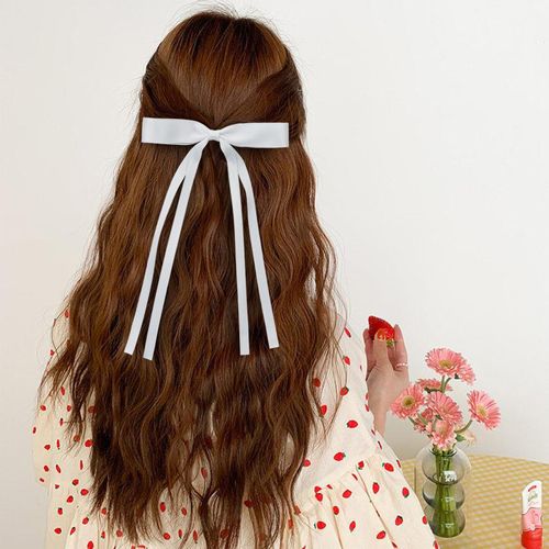 Ambesi Ribbon Hair Bow Hair Clips, Red Black White Green Hair Clips Tassel Ribbon Bowknot for Women Girl, Long Tail French Bow Hair Barrette Dress Up Accessories for Birthday/Party/Show/Christmas