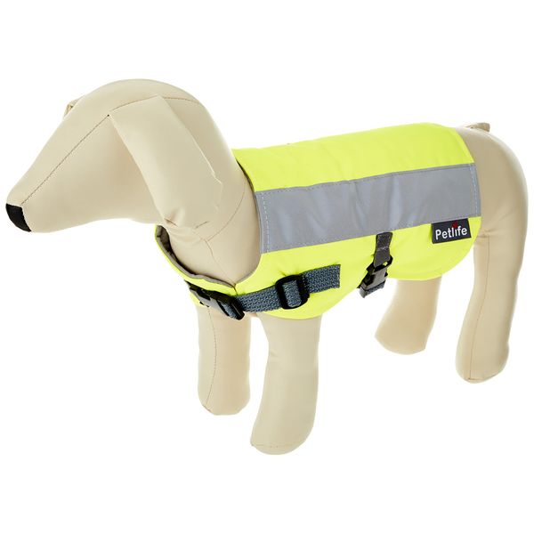 Petlife Flectalon Hi-Vis Dog Jacket Complete with Thermal Lining, 10-inch, Fluorescent Yellow