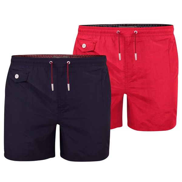 BRAVE SOUL Mens Swim Shorts Designer Summer Beach Casual Elasticated Waist and Pockets- 6 Colours Black, White, Blue, Red, Sky Anchor, Navy Anchor, Polka Dot Size- Small Red