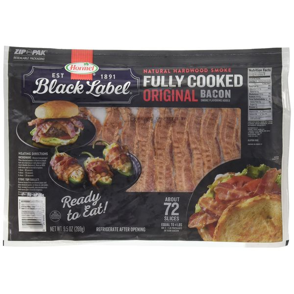 Hormel® Black Label Fully Cooked Bacon - 9.5oz 72 ct