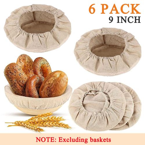 6 Packs Round Bread Proofing Basket Cloth Liner Rattan Baking Dough Basket Cover Natural Rattan Banneton Proofing Cloth (9 Inch) (Basket not included)